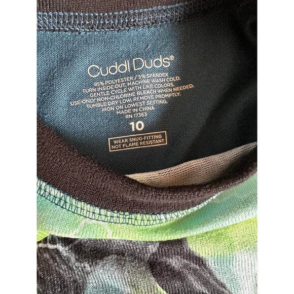 Cuddl Duds Kids 2pc Dinosaur Pajama Set, Slim Fit, Soft & Cozy, Size 10 - Picture 3 of 3